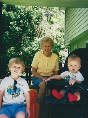 2001 Mom with her grandsons Sean & Chris